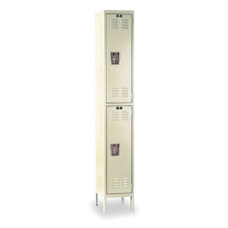 Hallowell U1588-2PT Wardrobe Locker, 15 in W, 18 in D, 78 in H, (1) Wide, (2) Tier, Tan
