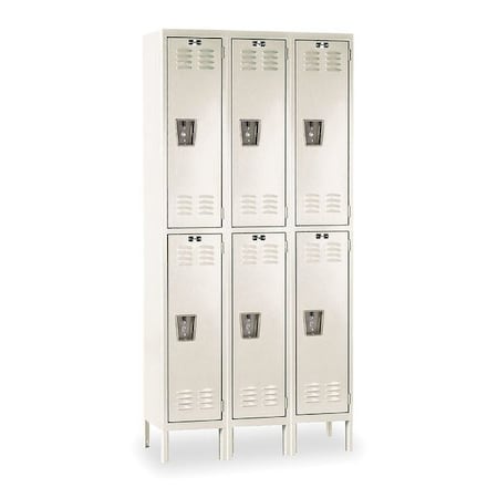 Hallowell U3228-2PT Wardrobe Locker, 36 in W, 12 in D, 78 in H, (2) Tier, (3) Wide, Tan