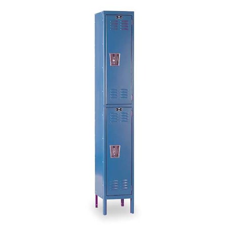 Hallowell U1228-2A-MB Wardrobe Locker, 12 in W, 12 in D, 78 in H, (1) Wide, (2) Tier, Marine Blue