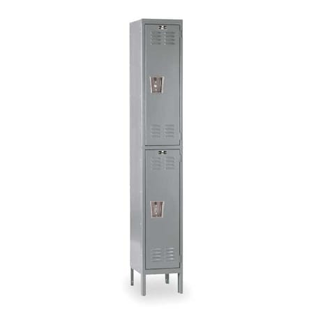 Hallowell U1588-2HG Wardrobe Locker, 15 in W, 18 in D, 78 in H, (1) Wide, (2) Tier, Dark Gray