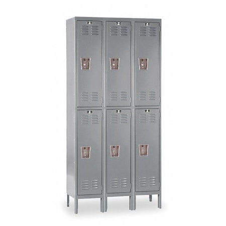 Hallowell U3228-2HG Wardrobe Locker, 36 in W, 12 in D, 78 in H, (2) Tier, (3) Wide, Dark Gray