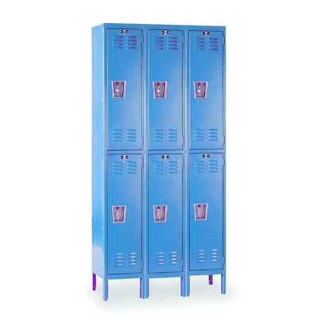 Hallowell U3258-2MB Wardrobe Locker, 36 in W, 15 in D, 78 in H, (2) Tier, (3) Wide, Marine Blue