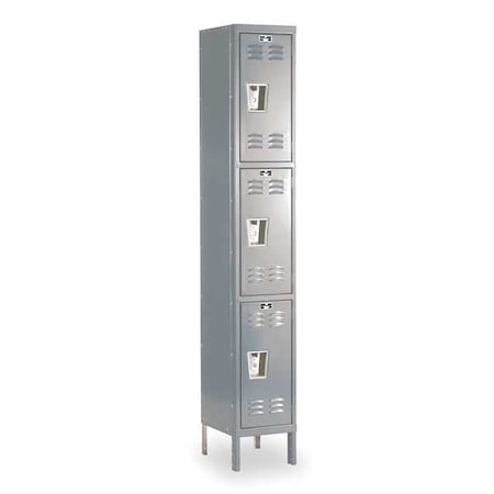 Hallowell U1228-3A-HG Wardrobe Locker, 12 in W, 12 in D, 78 in H, (1) Wide, (3) Tier, Dark Gray