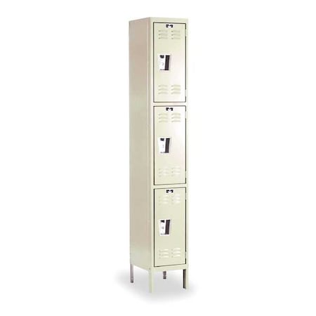 Hallowell U1228-3PT Wardrobe Locker, 12 in W, 12 in D, 78 in H, (1) Wide, (3) Tier, Tan