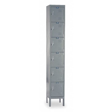 Hallowell U1228-6A-HG Box Locker, 12 in W, 12 in D, 78 in H, (1) Wide, (6) Tier, Dark Gray