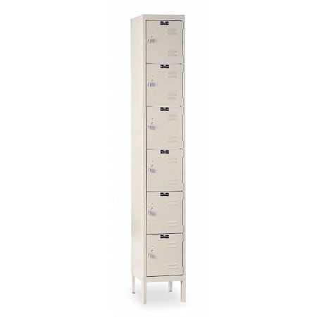 Hallowell U1228-6A-PT Box Locker, 12 in W, 12 in D, 78 in H, (1) Wide, (6) Tier, Tan