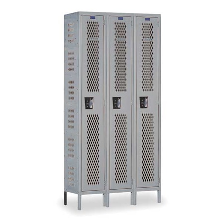 Hallowell U3288-1HDV-HG Wardrobe Locker, 36 in W, 18 in D, 78 in H, (1) Tier, (3) Wide, Dark Gray
