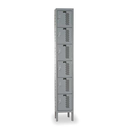 Hallowell U1288-6HV-A-HG Box Locker, 12 in W, 18 in D, 78 in H, (1) Wide, (6) Tier, Dark Gray