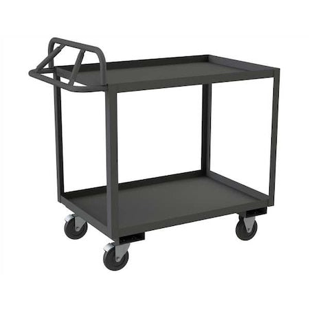 Durham MFG RSCE1P-2436-2-5PO-95 Utility Cart with Lipped Metal Shelves, Steel, 1,400 lb Load Capacity, 2 Shelves, 42 in L, 35