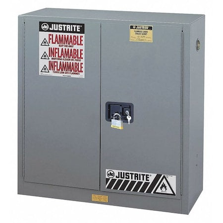 Justrite 893023 Flammable Liquid Safety Cabinet, 30 gal, 1 Shelves, Galvanized Steel, 43 in W x 44