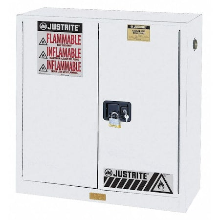 Justrite 893025 Flammable Liquid Safety Cabinet, 30 gal, 1 Shelves, Galvanized Steel, 43 in W x 44