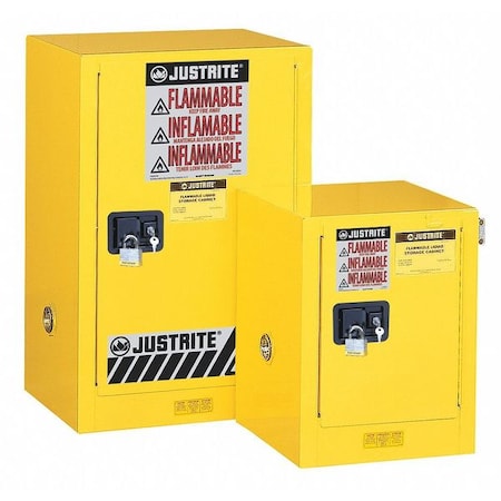 Justrite 891203 Flammable Liquid Safety Cabinet, 12 gal, 1 Shelves, Galvanized Steel, 23-1/4 in W x 35