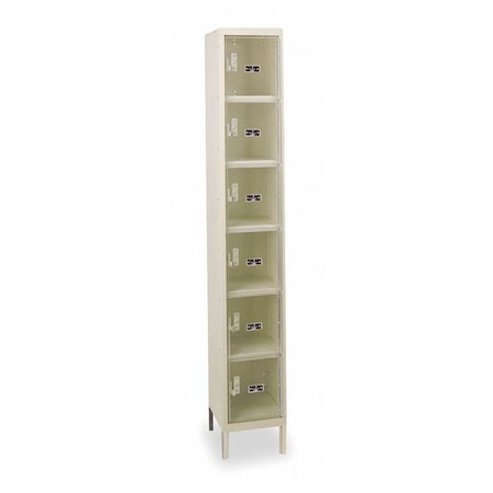 Hallowell USVP1228-6A-PT Box Locker, 12 in W, 12 in D, 78 in H, (1) Wide, (6) Tier, Tan