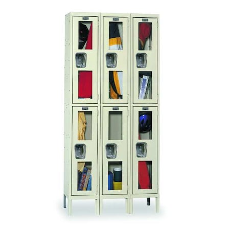 Hallowell USV3228-2A-PT Wardrobe Locker, 36 in W, 12 in D, 78 in H, (2) Tier, (3) Wide, Tan