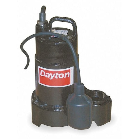 DAYTON 4HU74 EffluentPump, 20 ft, 4.3A, 0.5 hp, 240V AC