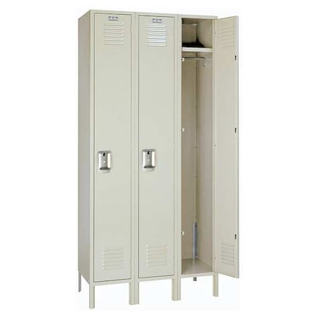 Lyon PP51123SU Wardrobe Locker, 36 in W, 12 in D, 78 in H, (1) Tier, (3) Wide, Putty