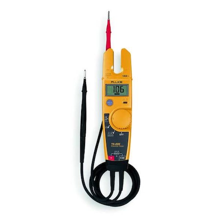 Fluke Fluke-T5-600 Clamp Meter, CAT III 600V, Max AC Amps 100, Average AC Response, .5 in Jaw Opening, LCD