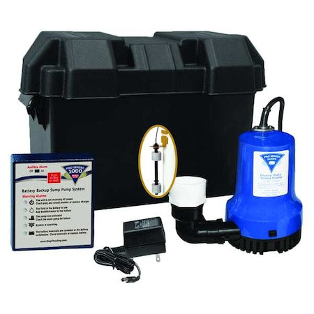 PRO Series Pumps PHCC-1000 Battery Backup Sump Pump, 0.25 hp, 8 ft, 12V DC