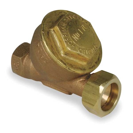 Bell & Gossett 17C-V-2-25 Steam Trap, 25 psi, Brass, 1/2 in, 2 Ports