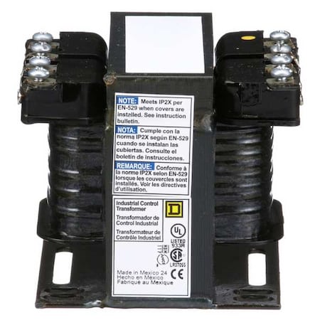 Square D 9070T50D20 Control Transformer, 50 VA, Not Rated, 120V AC, 208/240/480V AC