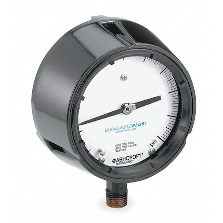 Ashcroft 451279SS04LXLL400 Process Pressure Gauge, 0 to 400 psi, 4 1/2 in Dial, 1/2 in NPT, Bottom Location