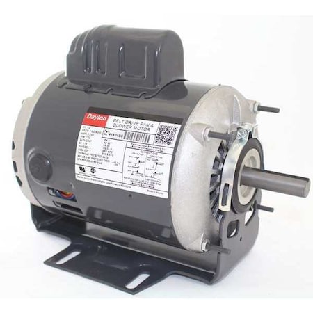 DAYTON 4VAG6BG Capacitor-Start Belt Drive Motor, 1/2 HP, 56 Frame, 115/208-230V AC Voltage, 1,725 Nameplate RPM