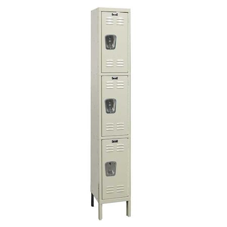 Hallowell U1228-3G-PT Wardrobe Locker, 12 in W, 12 in D, 78 in H, (1) Wide, (3) Tier, Tan