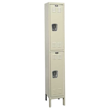 Hallowell U1288-2G-PT Wardrobe Locker, 12 in W, 18 in D, 78 in H, (1) Wide, (2) Tier, Tan