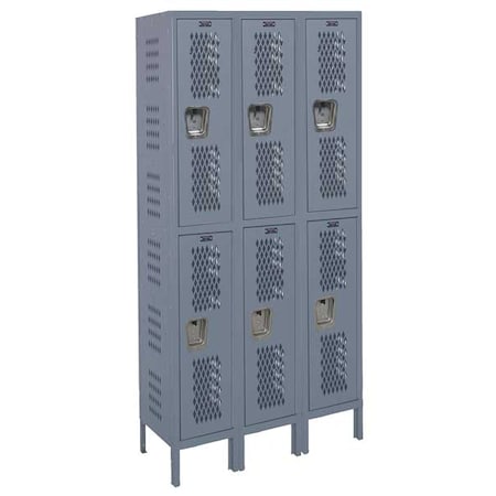 Hallowell U3228-2HV-A-HG Wardrobe Locker, 36 in W, 12 in D, 78 in H, (2) Tier, (3) Wide, Dark Gray