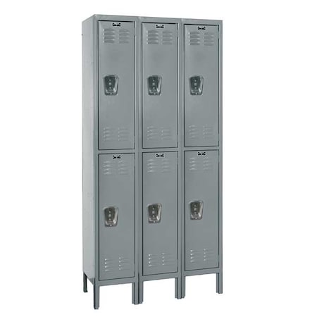 Hallowell U3286-2HG Wardrobe Locker, 36 in W, 18 in D, 66 in H, (2) Tier, (3) Wide, Dark Gray