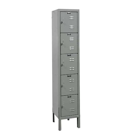 Hallowell U1226-5A-HG Box Locker, 12 in W, 12 in D, 66 in H, (1) Wide, (5) Tier, Dark Gray