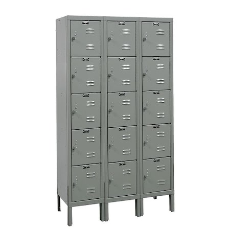 Hallowell U3226-5A-HG Box Locker, 36 in W, 12 in D, 66 in H, (3) Wide, (5) Tier, Dark Gray