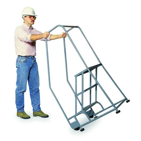 Cotterman 2TR18A1E10B8C1P6 50 in H Steel Tilt and Roll Ladder, 2 Steps, 450 lb Load Capacity