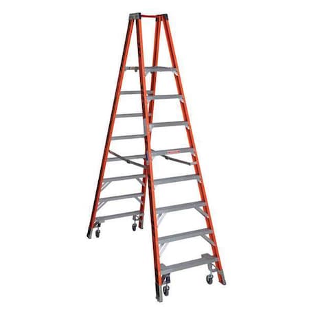 Werner PT7408-4C 10 ft Fiberglass Twin Platform Stepladder, 300 lb Capacity