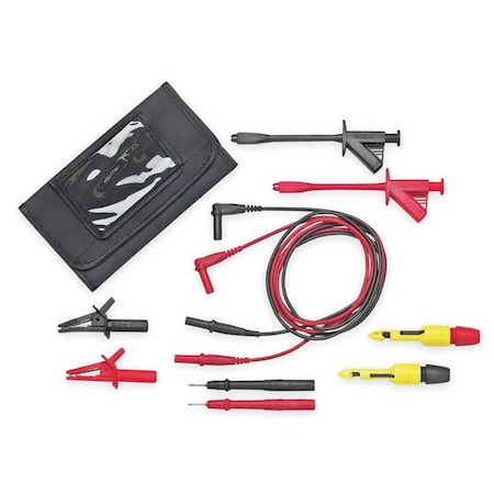 Pomona Electronics 5903 DMM Test Lead Kit, Sheathed Banana Jack, 4 ft., Silicone, Black, Red