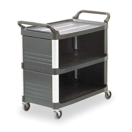 Rubbermaid Commercial FG409300BLA Enclosed Service Cart, Plastic, 300 lb Load Capacity, 3 Shelves, 40 3/8 in L, 20 in W, 37