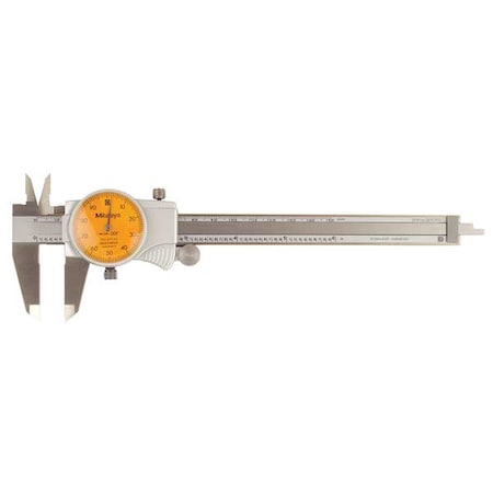 Mitutoyo 505-742-55J Dial Caliper, 6 In, Orange, 0.100/Rev