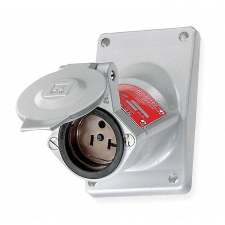 Hubbell Wiring Device-Kellems UGRA20231 Straight Blade Receptacle, 5-20R, 20 A, 125V AC, 2 Pole, 3 Wire, Surface Mount