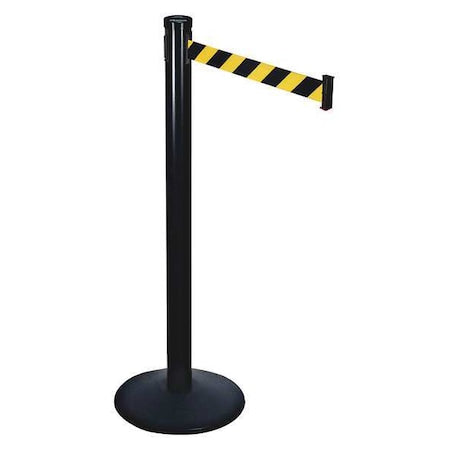 Retracta-Belt 301BA-BYD Barrier Post with Belt, Black, 10 ft Length, 40 in Post Height, No Legend, Black