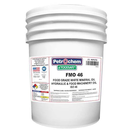 Petrochem FOODSAFE FMO 46-005 5 gal Pail, Hydraulic Oil, 46 ISO Viscosity, 20 SAE