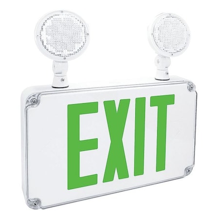 Fulham FHEC34G Exit Sign with Emergency Lights, White, 2 Face(s), LED, Wall Mount, Nickel Cadmium