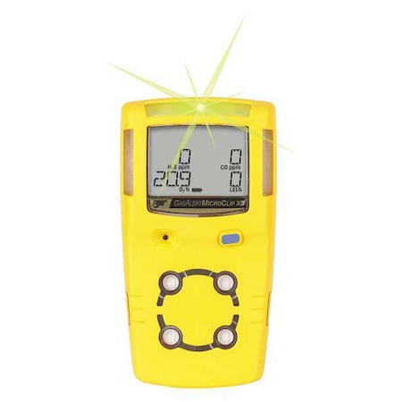 Honeywell MCX3-XWHM-Y-NA BW MicroClip Multi-Gas Detector, IP68, Audible, Vibrating, Visual, LCD, 18 hr Battery Life