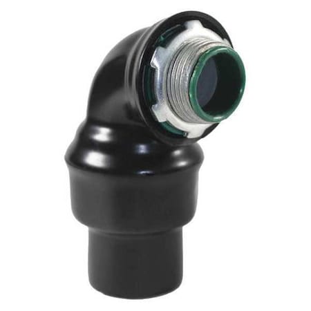 Calbond PV0700LT7590 Conduit Fitting Connector, 3/4 in, Liquid-Tight, Steel, PVC Coated, Black