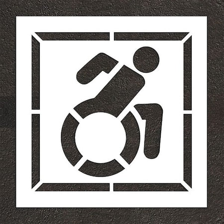 RAE STL-108-34802 Pavement Stencil, Symbol, Handicap - ADA, 48 in Character Height, Not Applicable Font, White