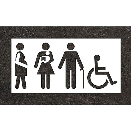 RAE STL-116-34208 Pavement Stencil, Symbol, Disabled, 42 in Character Height, Not Applicable Font, White, 1 Pieces