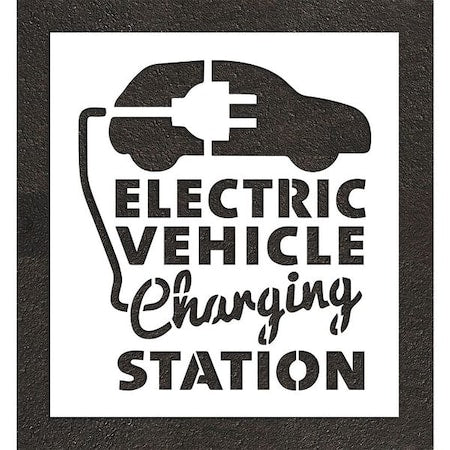 RAE STL-108-54818 Pavement Stencil, Combination Set, Electric Car Logo, 24 in Character Height, White, 1 Pieces