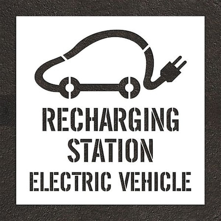 RAE STL-108-54819 Pavement Stencil, Combination Set, Electric Car Logo, 48 in Character Height, White, 1 Pieces