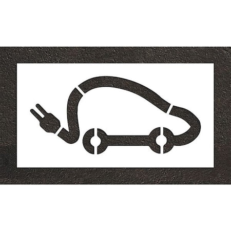 RAE STL-108-53621 Pavement Stencil, Symbol, Electric Car Logo, 36 in Character Height, Not Applicable Font, White