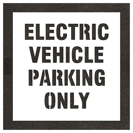 RAE STL-108-91032 Pavement Stencil, Message, Electric Car Logo, 55 in Character Height, Highway Gothic Font, White