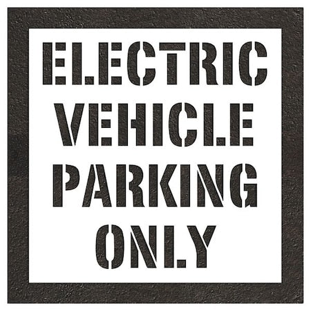 RAE STL-116-91232 Pavement Stencil, Message, Electric Car Logo, 62 in Character Height, Highway Gothic Font, White